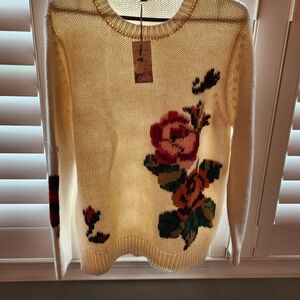 Johnny Was Floral Crew Neck Sweater - Cream and Multicolor